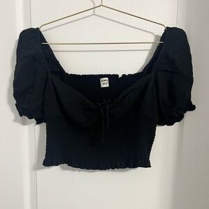 Sunday Best Black Puff Sleeve Crop Top